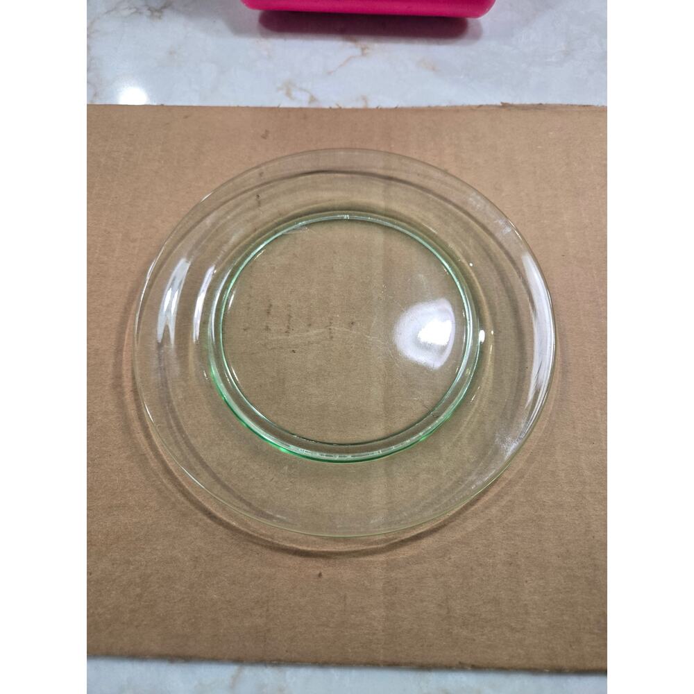 2 Vaseline Glass Uranium Glass Bread and Butter Plates Dishes Replacement 6"